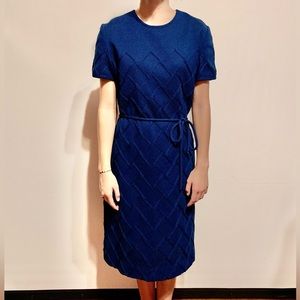 Gorgeous Dalton in the Trevira era Navy Blue midi knit dress with slim belt